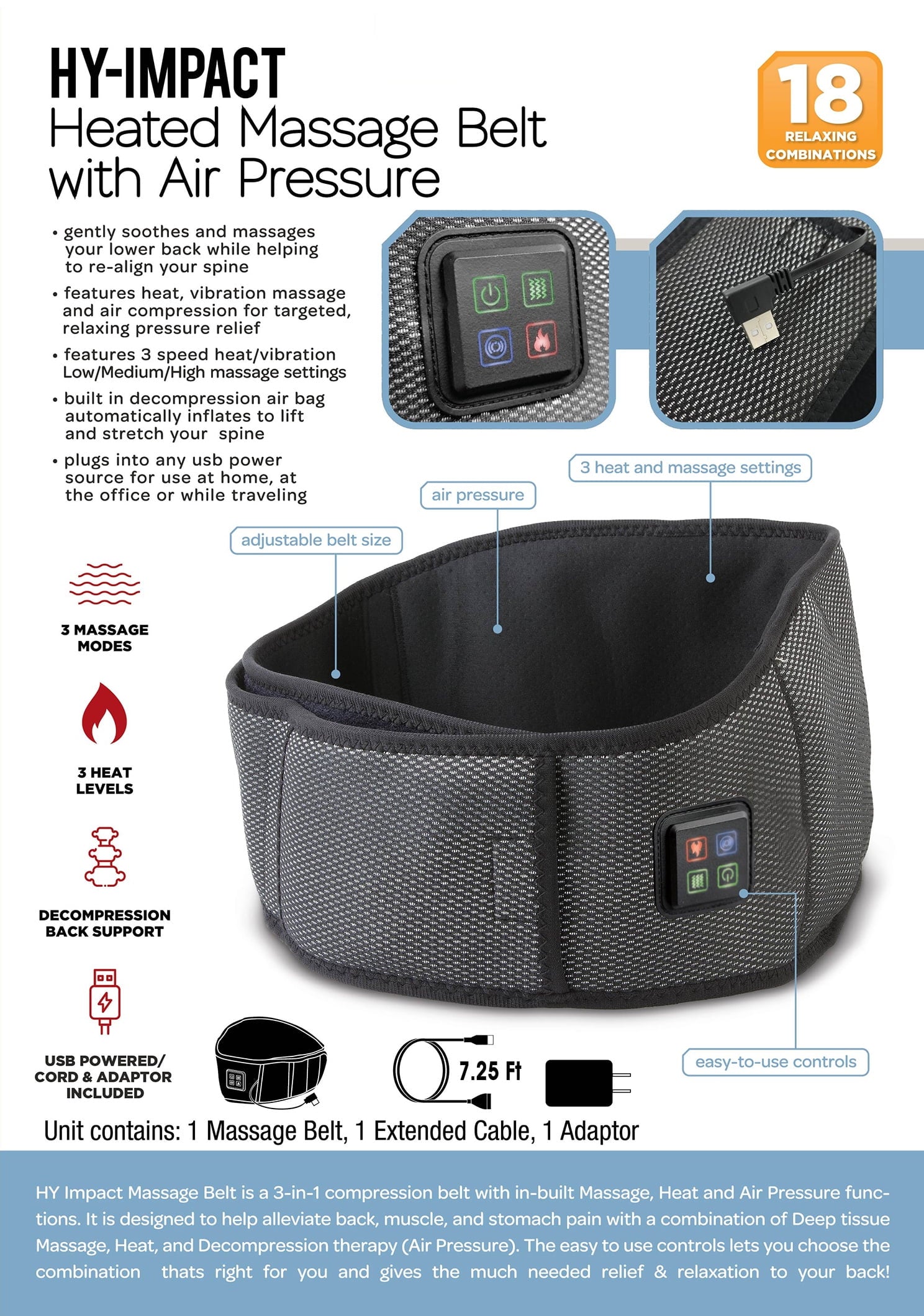 InstaRelieve Heated Massage Belt